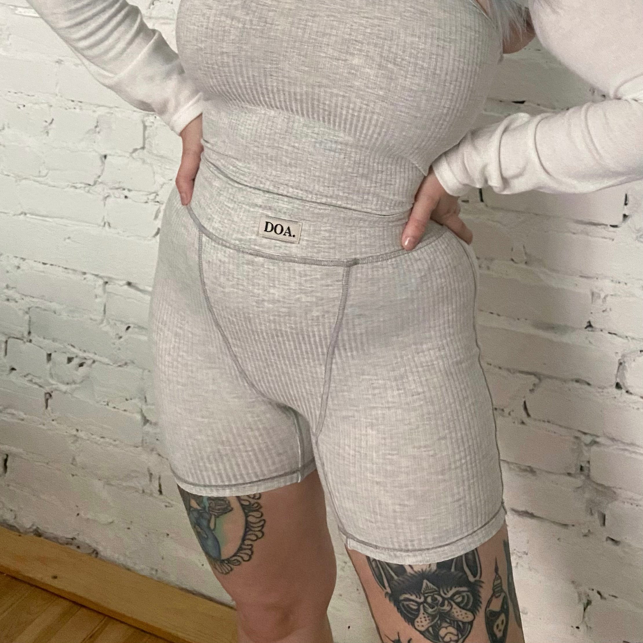 Bamboo Ribbed Boxer Shorts - Grey