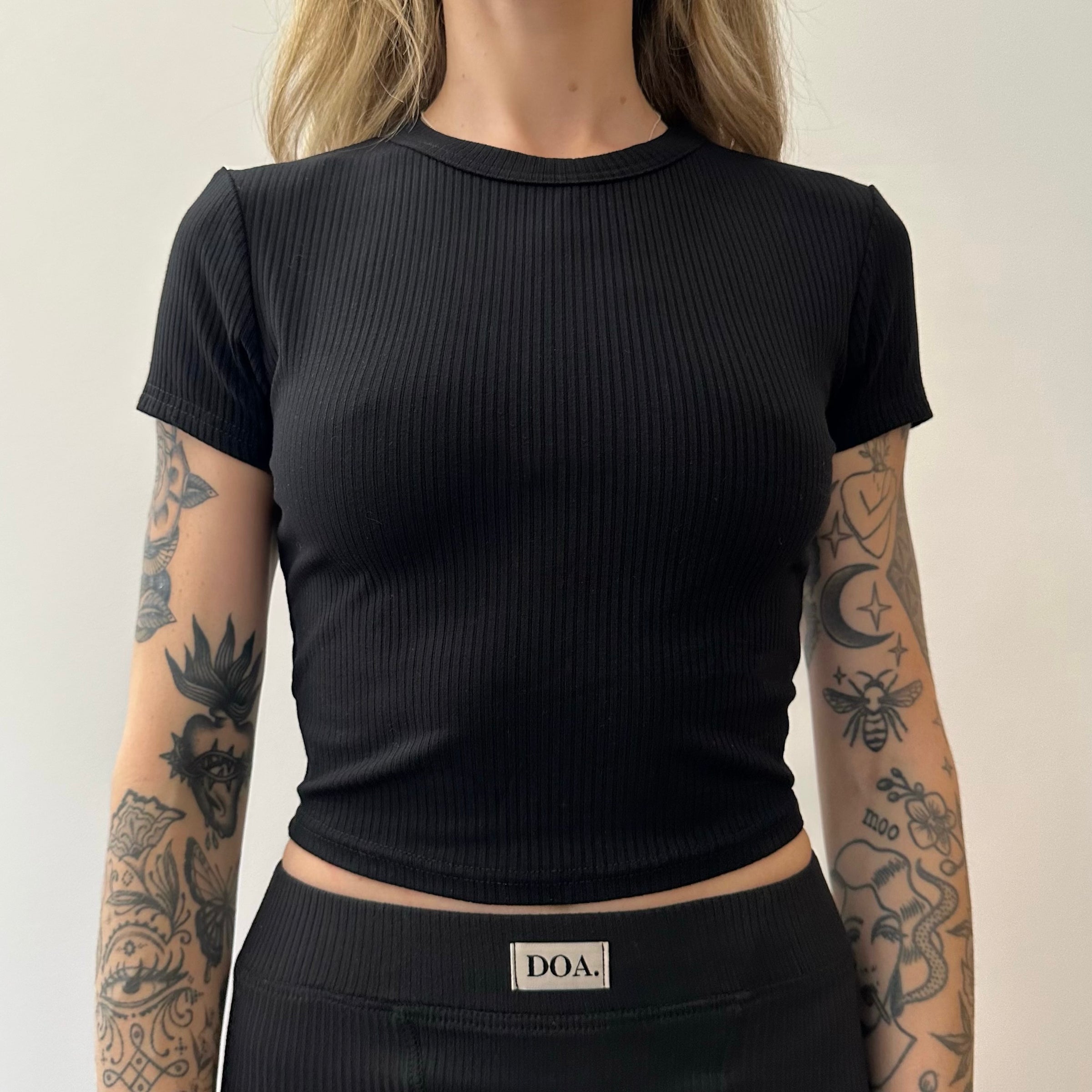 Bamboo Ribbed Baby Tee - Black