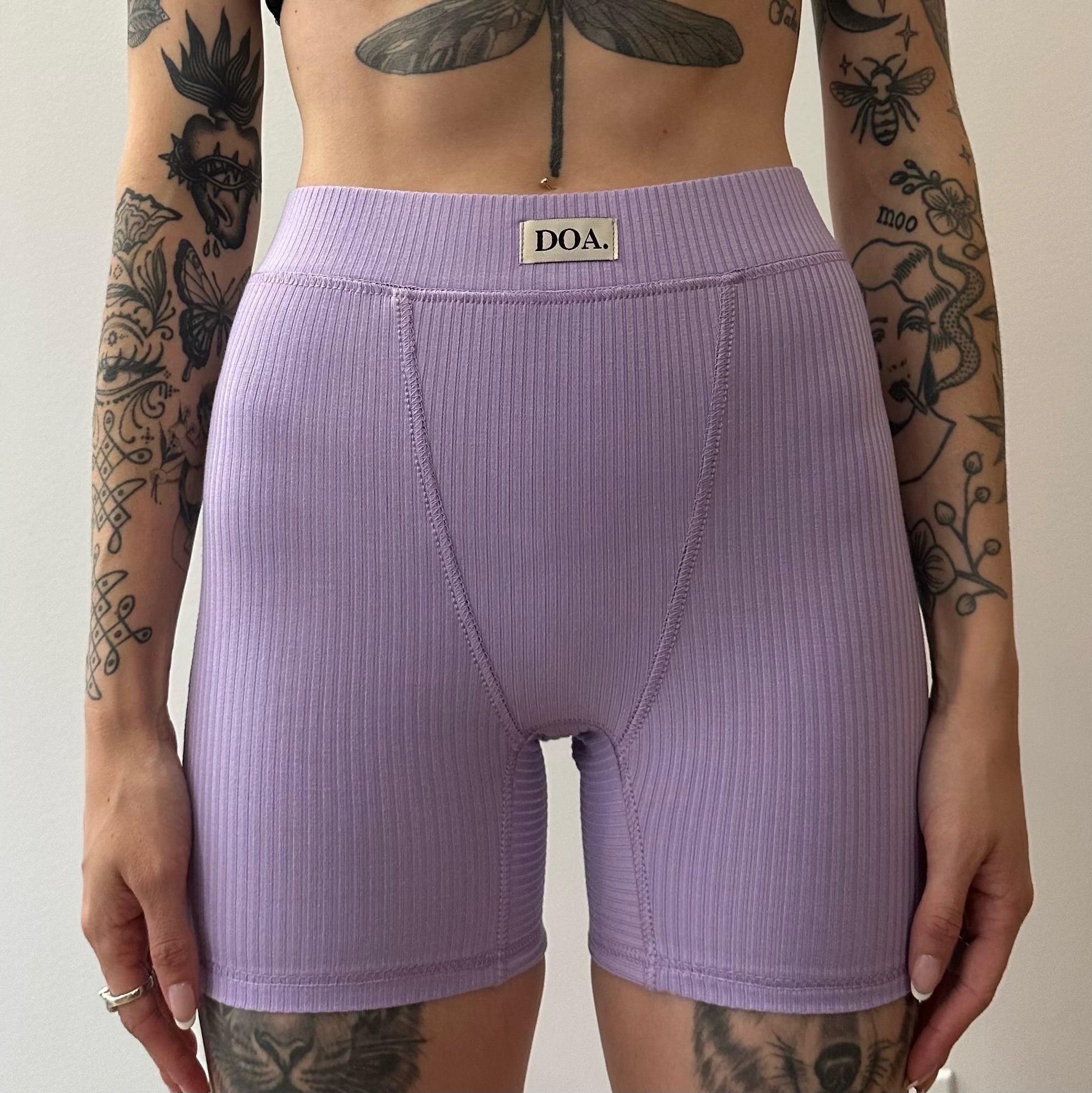 Bamboo Ribbed Boxer Shorts - Lilac