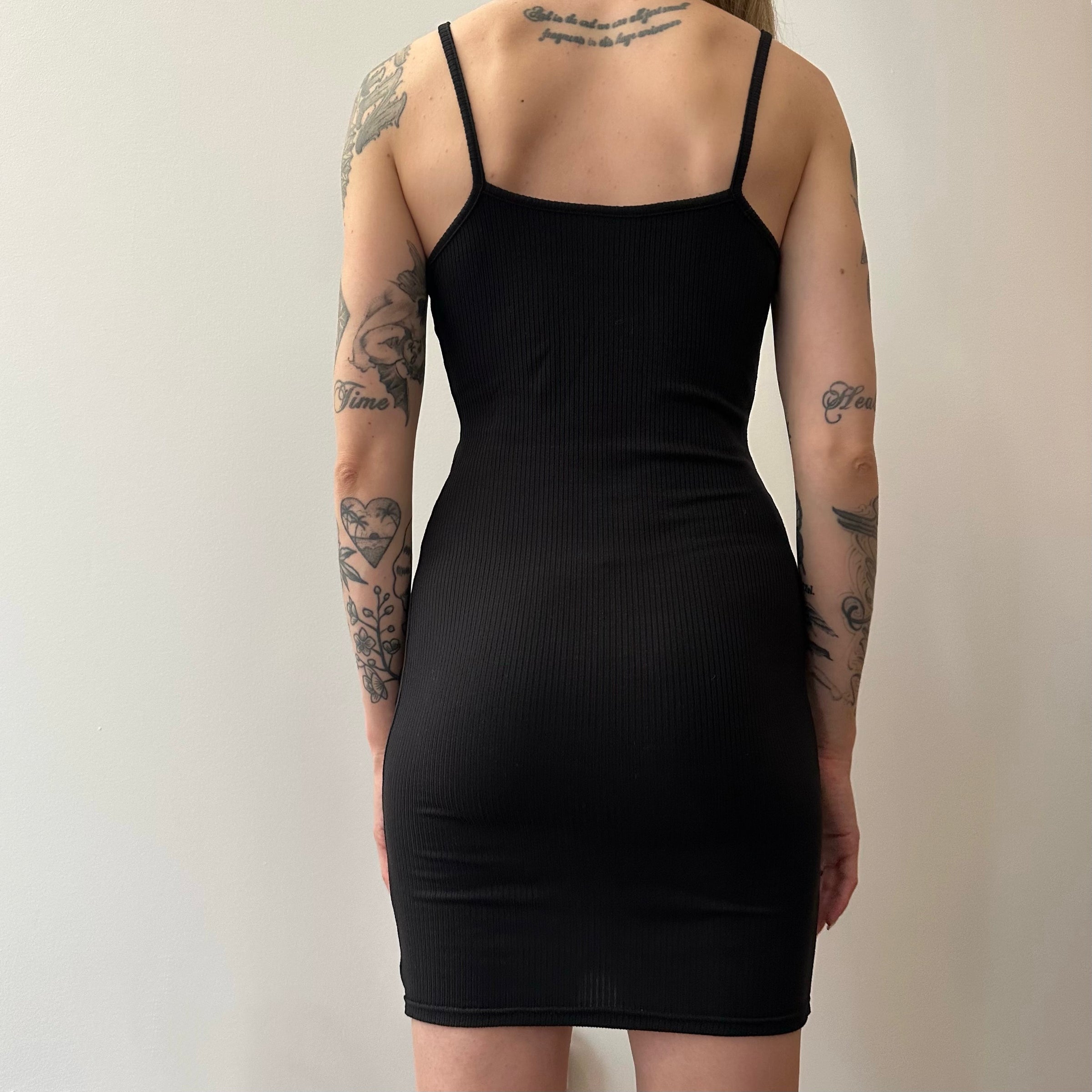 Ribbed Slip Dress - Black