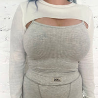 Bamboo Ribbed Cropped Cami - Grey