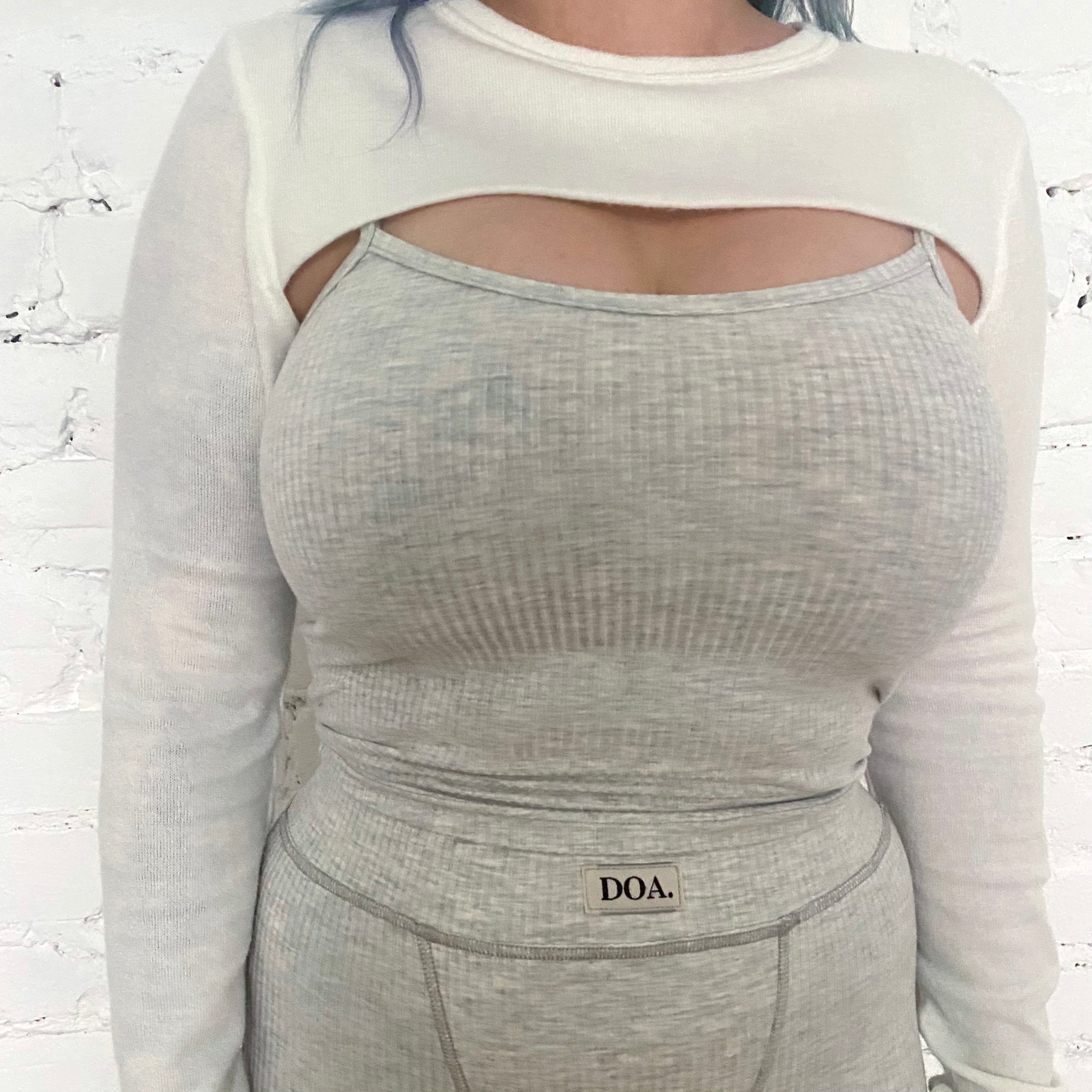 Bamboo Ribbed Cropped Cami - Grey