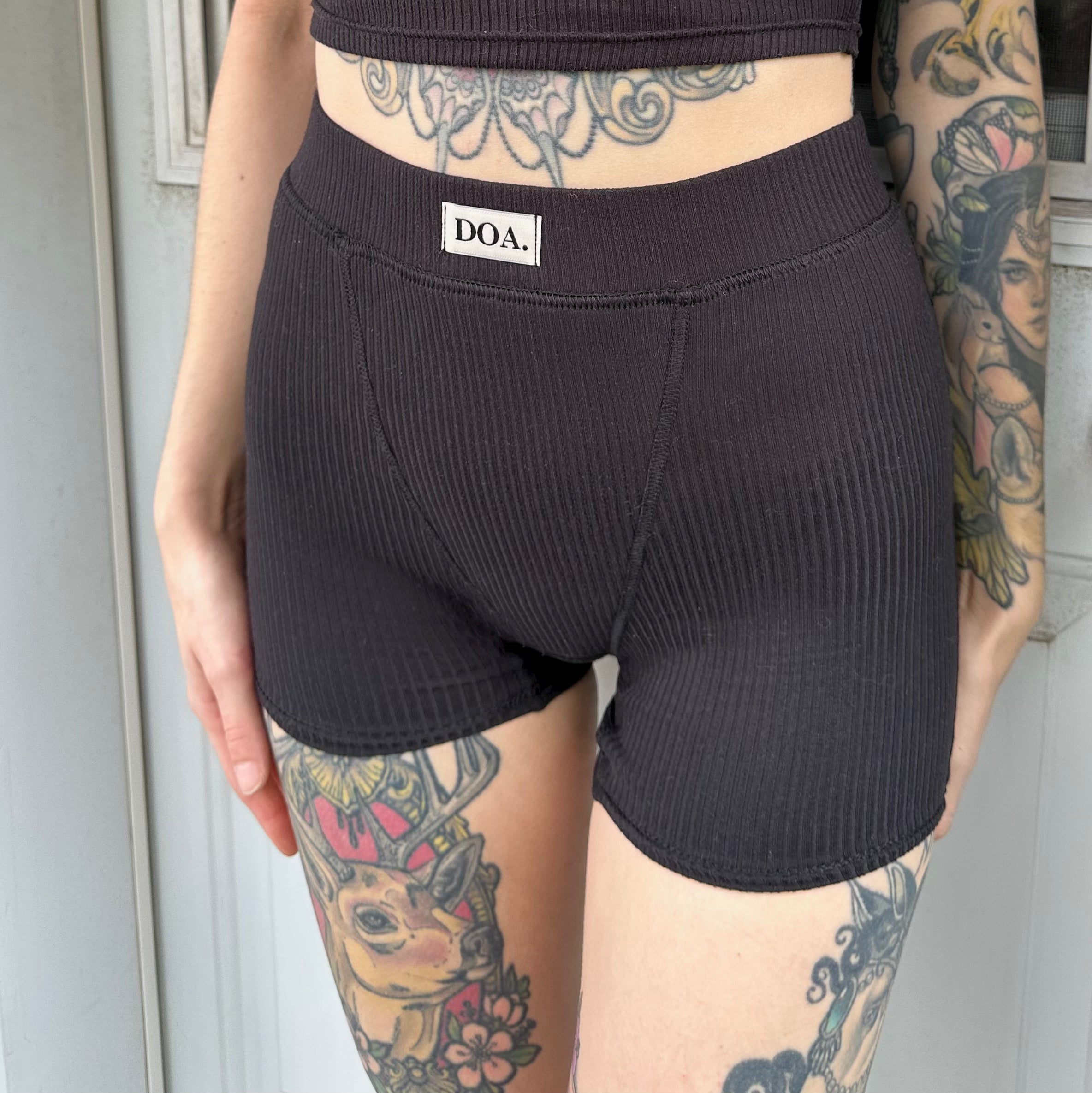 Ribbed Boxer Shorts - Black