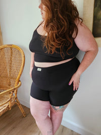 Ribbed Boxer Shorts - Black