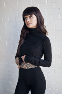 SoftAsButter™ Black Ribbed Turtleneck