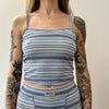 Ribbed Cropped Cami - Blue/White Striped
